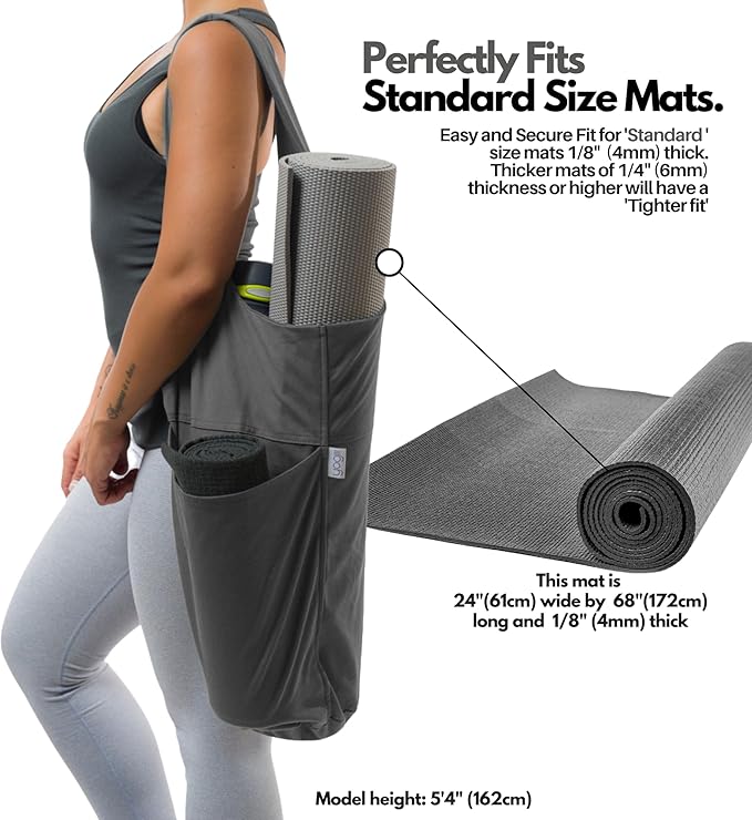 Yogiii Yoga Mat Bag | The ORIGINAL YogiiiTote Yoga Bag | Sling Mat Tote w/Large Side Pocket & Zipper Pocket | Yoga Mat Carrier Fits Most Size Mats