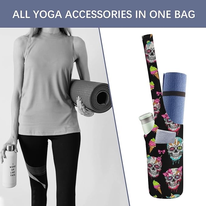 Aiyoolee Yoga Mat Carrier Portable Single Shoulder Strap Bag with Pocket for Gym Yoga Workout Travel