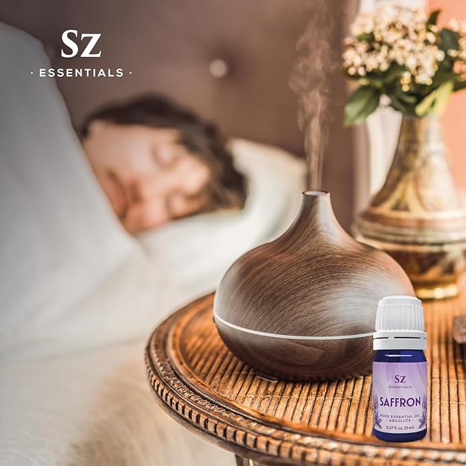 Saffron Essential Oil, 100% Pure, Extracted from Stigmas of The Saffron Flower - Spicy & Floral Scent with Earthy Overtones - Therapeutic Grade & Vegan - 0.17oz (5ml)