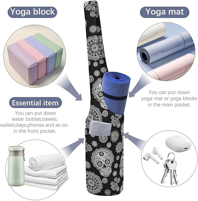 Meaudiwes Stylish Yoga Mat Bag for Women Exercise Mat Holder with Shoulder Strap Yoga Mats Totes Sports Storage Bag