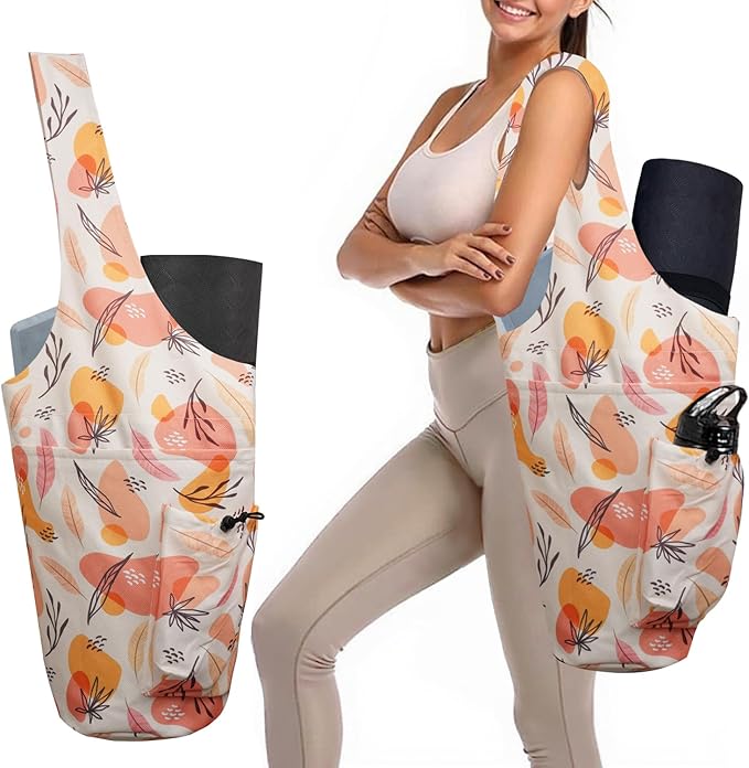 saniwu Yoga Mat Bag Carrier for Women Workout Large Waterproof with Zipper Pocket, Keychain and Wide Shoulder Straps
