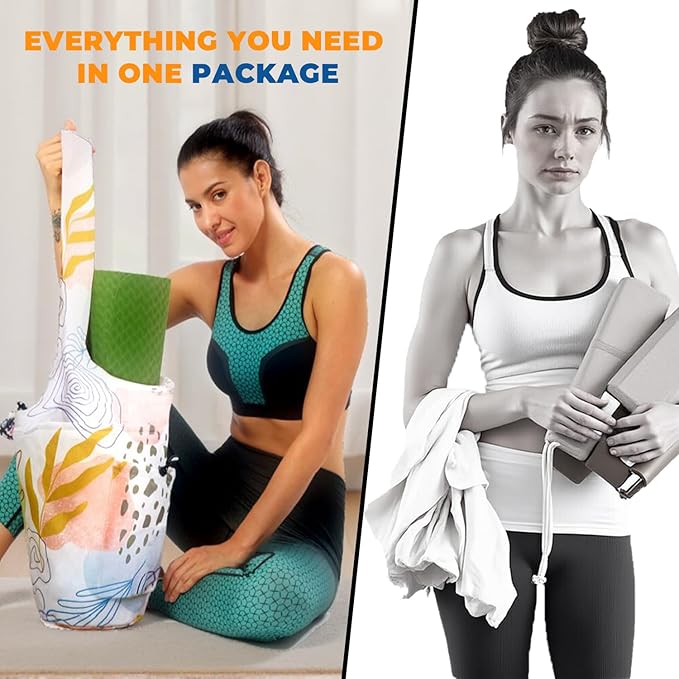 saniwu Yoga Mat Bag Carrier for Women Workout Large Waterproof with Zipper Pocket, Keychain and Wide Shoulder Straps