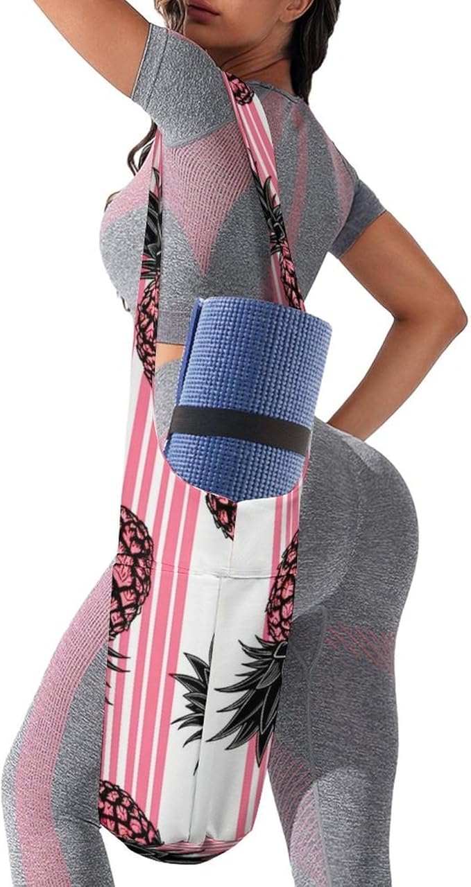 Meaudiwes Large Yoga Mat Bag with Long Strap for Women Yoga Accessories Sports Storage Bags Exercise Mats Tote Sling Carrier Bag