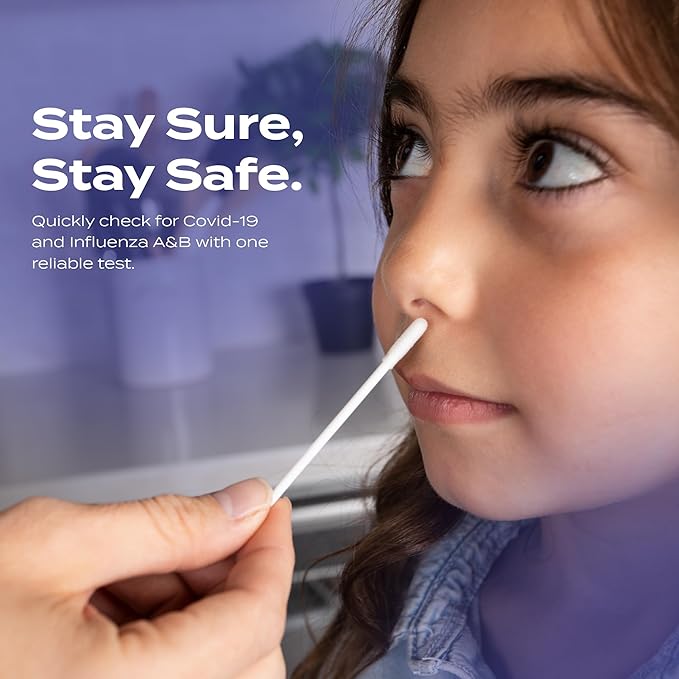 SpeedySwab COVID-19 and Flu A&B, 3-in-1 Antigen Rapid Combo Test, Results in 15 Minutes, FDA Authorized, At-Home Flu and COVID Test Kit, Easy to Use Nasal Swab (4 Pack)