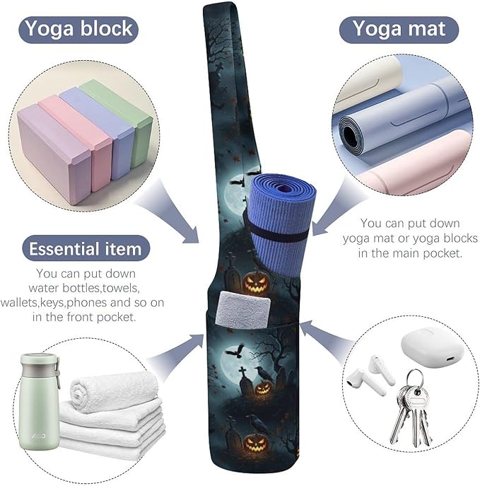 Aiyoolee Yoga Mat Bags, Large Tote Yoga Mat Carrier Holder with Water Bottle Pocket, Adjustable Shoulder Strap Storage Bag