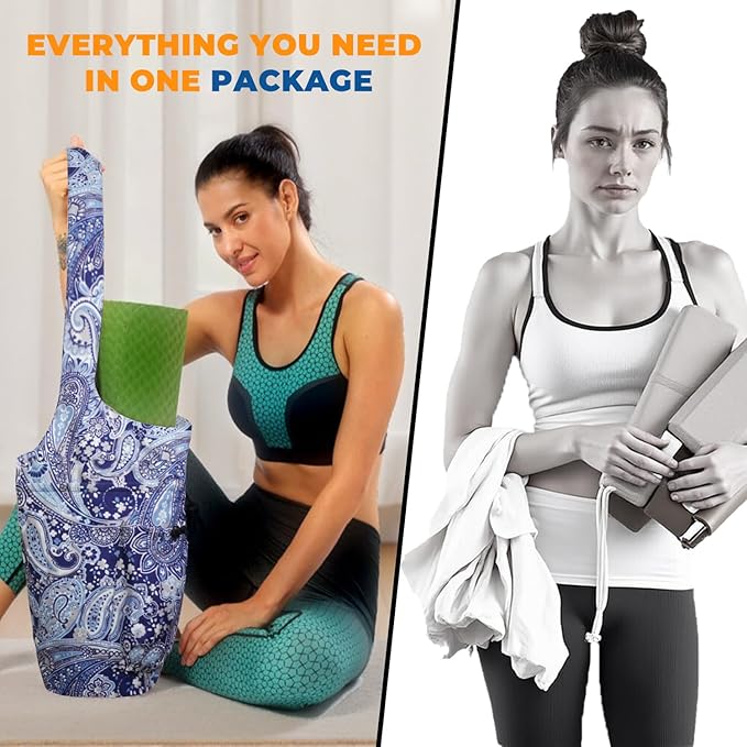 saniwu Yoga Mat Bag Carrier for Women Workout Large Waterproof with Zipper Pocket, Keychain and Wide Shoulder Straps