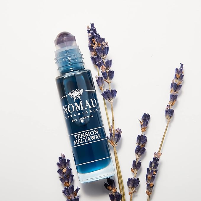 Tension Meltaway Essential Oil Roll-On – Amethyst Roller Ball – Headache, Stress & Hot Flash Support – Premium Aromatherapy Blend – Peppermint, Lavender, Orange & Blue Tansy – 10 mL