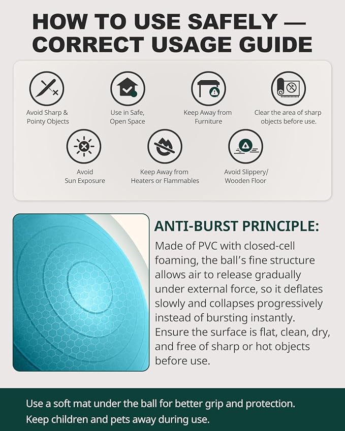Trideer Exercise Ball for Yoga, Pilates & Fitness – Stability Ball Equipment for Home Gym & Office Chair, Core & Balance Training Accessories, Physical Therapy Equipment, Quick Pump Included, 5 Sizes
