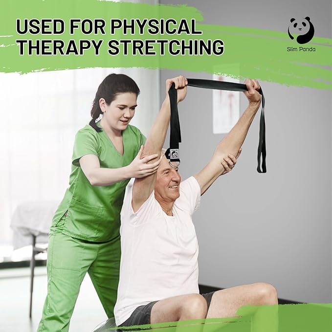 Slim Panda Yoga Strap for Stretching,Cotton Yoga Strap with Adjustable D-Ring Buckle,Non-Elastic Yoga Belt for Pilates,Gym Workouts,Physical Therapy,Improve Flexibility