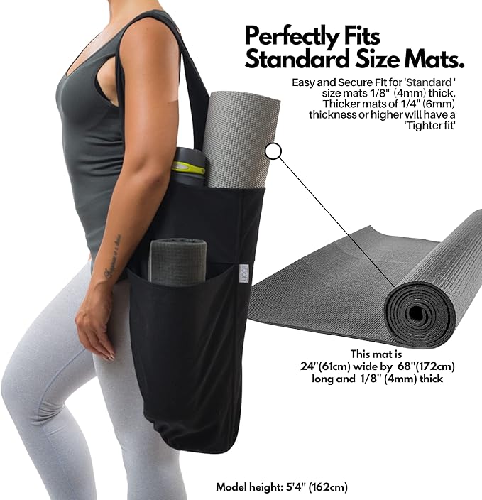 Yogiii Yoga Mat Bag | The ORIGINAL YogiiiTote Yoga Bag | Sling Mat Tote w/Large Side Pocket & Zipper Pocket | Yoga Mat Carrier Fits Most Size Mats