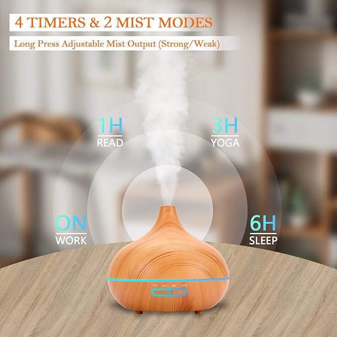550 ML Aroma Diffiser with Essential Oils Set, Essential Oil Diffuser with Remote, Ultrasonic Technology Aromatherapy Diffusers Auto Shut-Off for Office, Home