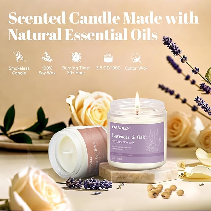 12 Pack Candles for Home Scented, Christmas Aromatherapy Candles Gifts Set for Women, Lavender, Vanilla, Rose Candle, 42OZ Natural Soy Wax Long Lasting Jar Candle, Birthday Valentine’s Day Present