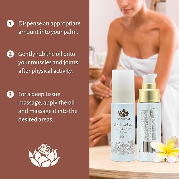 Shankara Muscle Relief Oil – Body Massage Oil for Sore Muscles and Joints with Arnica, Boswelia & Sweet Birch – Gua Sha, Ayurvedic Massage Therapy, Post Gym, Relaxation (30ml)