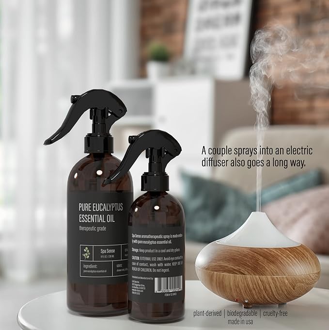 Pure Eucalyptus Oil Shower Mist and Steam Room Spray - Room Spray and Eucalyptus Spray for Shower - Premium Aromatherapy Essential Oil Spray - 4 Ounce, 2 Pack