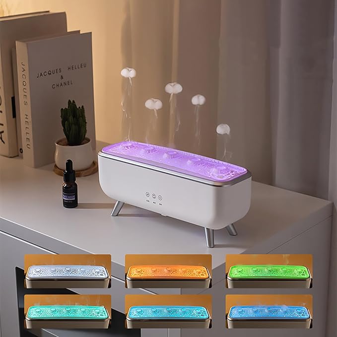 Jellyfish Oil Diffuser Humidifier,7-Color Gradient LED Lights,300ML Dynamic Sound Pickup Ultrasonic,Home Aromatherapy Diffusers,Remote Control Humidifier for Bedroom & Office