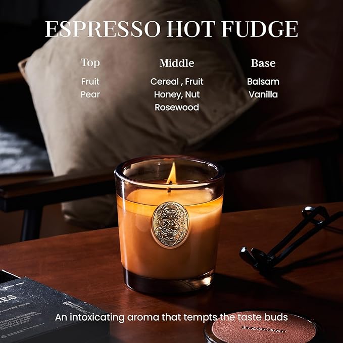M&SENSE Natural Strong Soy Candle | Espresso Hot Fudge & Brown| 9.2 oz, 50H Burn Time | Luxury Scented Candle for Relaxation, Gifting, Home Décor | Ideal for Bedroom, Office, Party Ambiance