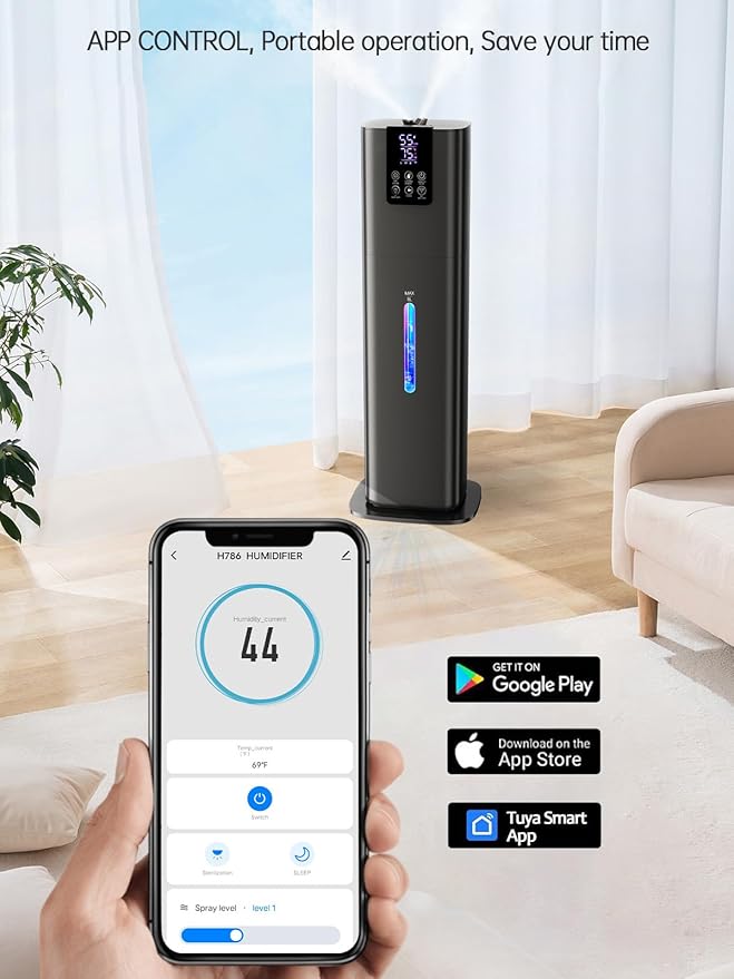 8L Smart Humidifier for Large Room Bedroom, Cover up to 505ft², Easy Top Fill, Remote & APP Control, Aroma Box, RGB Light, Last 48 Hours Suitable for Indoor Plant, Office, Home