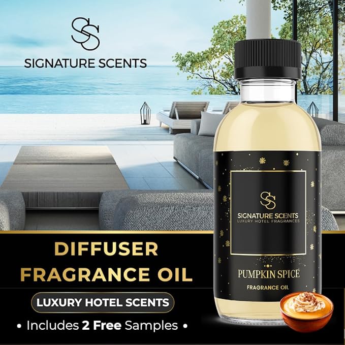 Luxury Hotel Diffuser Oil for Hotels and Homes - Aromatherapy Oils for use with an Essential Oil Diffuser at Home - Fragrance-Scent Diffuser Oil Blend (Pumpkin Spice) 4.05fl oz (120ml)
