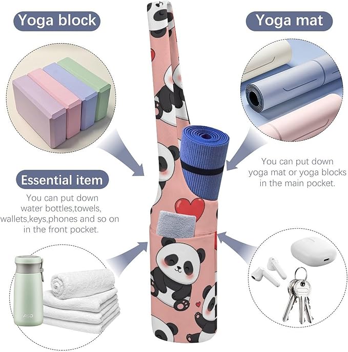Aiyoolee Yoga Mat Bags, Large Tote Yoga Mat Carrier Holder with Water Bottle Pocket, Adjustable Shoulder Strap Storage Bag
