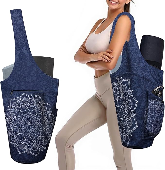 saniwu Yoga Mat Bag Carrier for Women Workout Large Waterproof with Zipper Pocket, Keychain and Wide Shoulder Straps