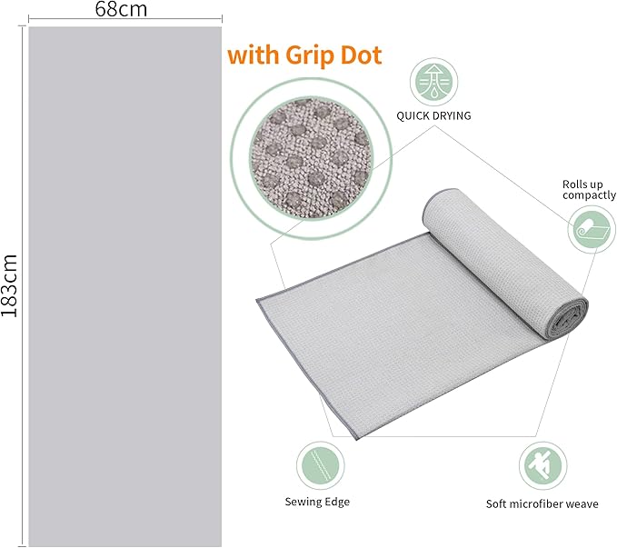 CYCLXY 3 Pack Yoga Mat Towels with Grip Dot, Hot Yoga Towel Non Slip Yoga Mat Towel Non-Slip Sweat Absorbent Anti-Slip Yoga Towel for Bikram,Pilates