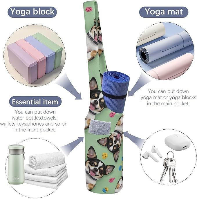 Aiyoolee Yoga Mat Bag with Large Pocket, Strap Bag Carriers for Women
