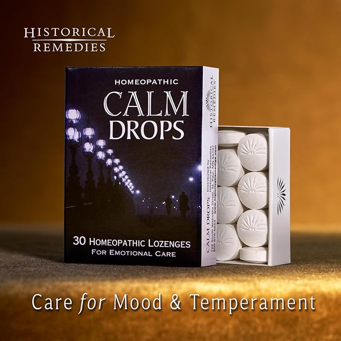 Calm Drops Homeopathic Lozenges (6 Pack)| Natural Care for Emotional Relief, Vegan & Gluten-Free Organic Vanilla Flavor Drops to Promote Relaxation and a Sense of Calm