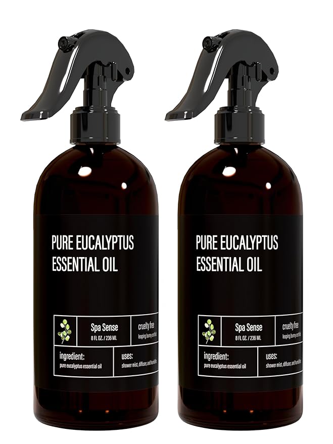Pure Eucalyptus Oil Shower Mist and Steam Room Spray - Room Spray and Eucalyptus Spray for Shower - Premium Aromatherapy Eucalyptus Essential Oil Spray - 8 Ounce, 2 Pack