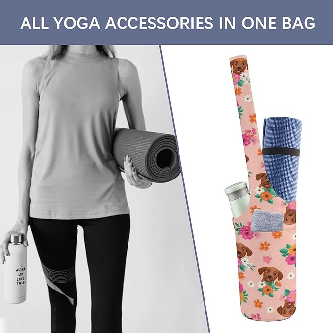 Meaudiwes Large Size Yoga Mat Bag with Long Strap, Yoga Mats Carrier Storage Bag, Exercise Mat Holder Accessories