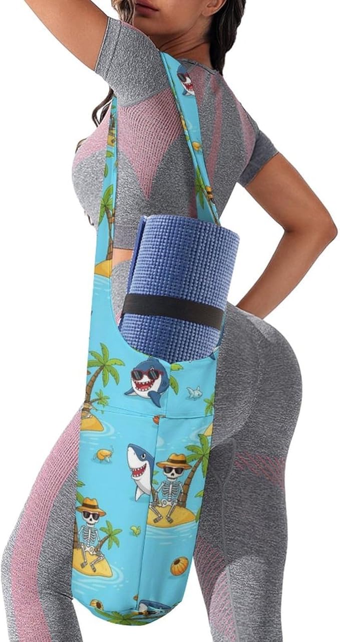Aiyoolee Spacious Yoga Mat Storage Bag Single Shoulder Portable Carrier with Pocket for Gym Yoga Fitness