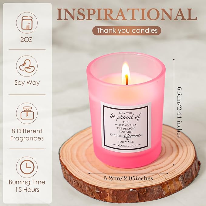 MTLEE 16 Pack Scented Candles Gifts Set Aromatherapy Soy Wax Candles Bulk Scented for Bridesmaid Birthday Valentine Mother's Day Bath Yoga Family Gatherings Festive(Inspirational,Pink)