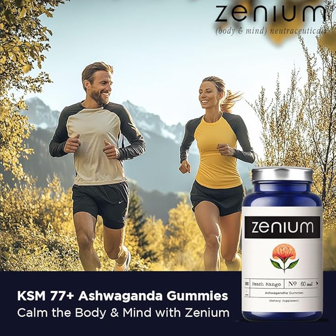 Zenium - Ashwagandha Gummies 1500mg per Serving of KSM 66 | 60 Count | Mango Flavored | Calm The Mind & Body | Relieve Worry, Tension & Nervousness | Ayurvedic | Natural Supplement | Boosts Mood