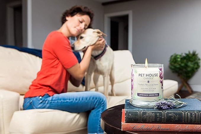 Pet House Candles, Plant-Based Pet Candle Clean Burning, 60 Hour Burn Time with a Natural Fiber Wick - Bamboo Watermint