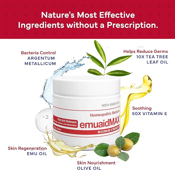 emuaid EMUAIDMAX Eczema Ointment, Maximum Strength Soothing Relief for Eczema, Psoriasis, Athlete’s Foot, Jock Itch, Rashes, Itchy, Dry, Irritated Skin and Minor Skin Irritations, 16oz (Pack of 2)