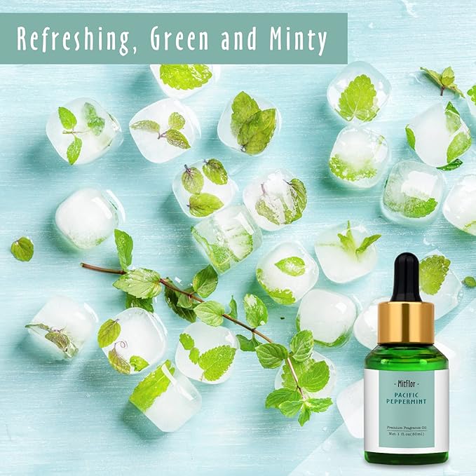 Pacific Peppermint Fragrance Oil, MitFlor 30ml Single Scented Oil, Large Size Premium Fragrance Oil for Soap & Candle Making, Essential Oils for Diffusers for Home