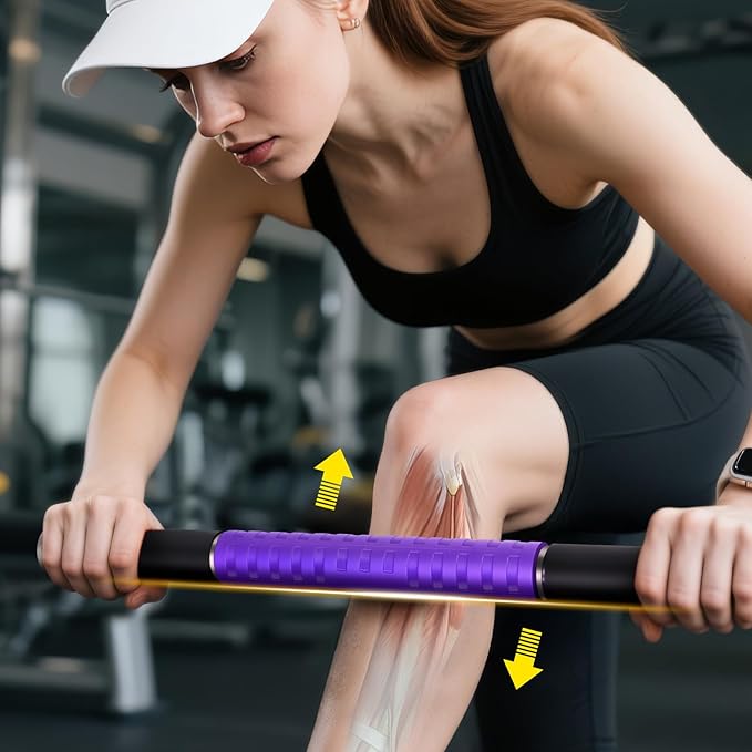 Muscle Roller Stick, Massage Roller for Muscle Deep Tissue Massage, Calf Roller for Myofascial Release, Therapy Roller Stick for Back, Legs, Arms, Waist, and Shoulders Full Body Use (Purple)