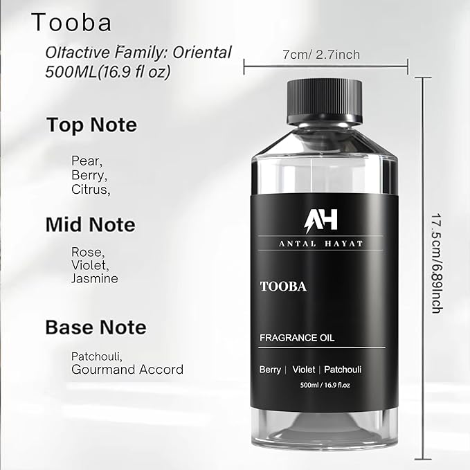 Hotel Scents Tooba Diffuser Oil 500ml - Inspired by La Vie Est Belle Perfume - Hotel Scent for Home - Berry, Patchouli & Violet - Luxury Aromatherapy Oil for Ultrasonic & Waterless Diffusers