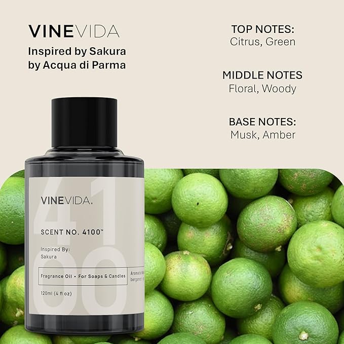 VINEVIDA [120mL] Sakura Fragrance Oil for Candle Making - Natural Candle Oil Scents - Soap Making Essential Oil - Made in USA