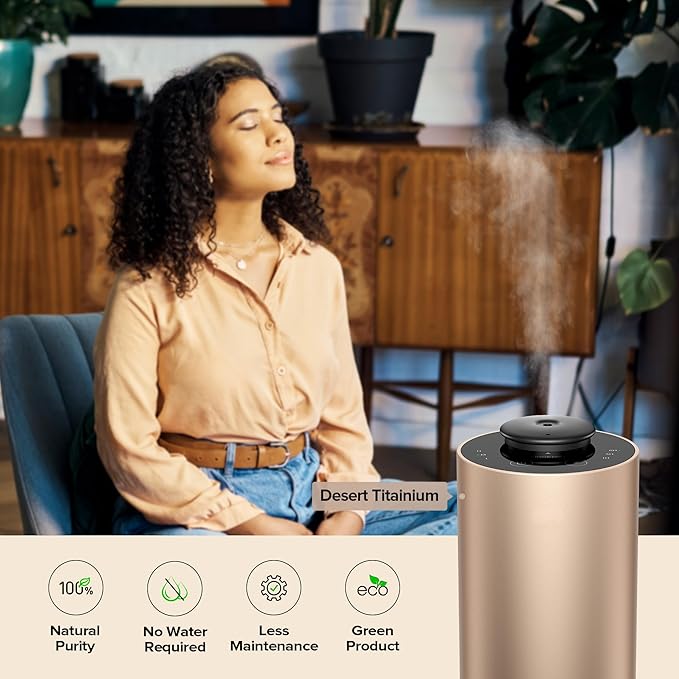 Airversa Waterless Essential Oil Diffuser for Home Aromatherapy Scent Diffusers with 3 Countdown Timer Settings or Timer-Off, 3 Mist Levels for Car Room Studio Office, ANX Premium Metal Space Grey