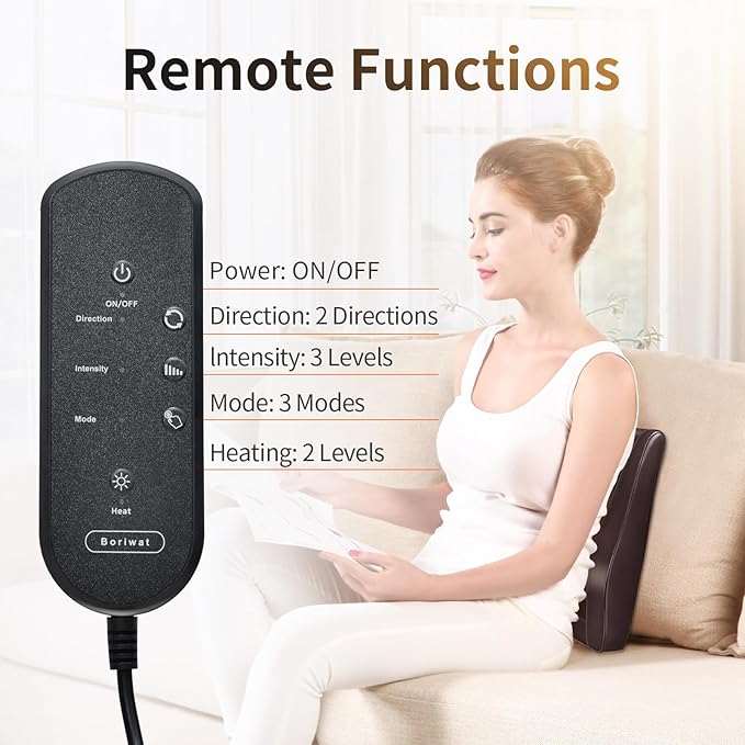 Back Massager Neck Massager with Heat, Shiatsu Massage Pillow for Pain Relief, Massagers for Neck and Back, Shoulder, Leg, Christmas Gifts for Men Women Mom Dad, Stress Relax at Home Office and Car