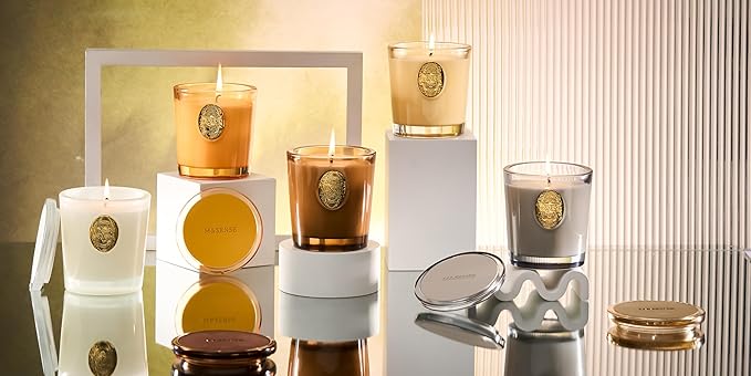 M&SENSE Natural Soy Candle | Cheer Champagne & Gold | 9.2 oz, 50H Burn Time | Luxury Scented Candle for Relaxation, Gifting, Home Décor | Ideal for Bedroom, Office, Party Ambiance