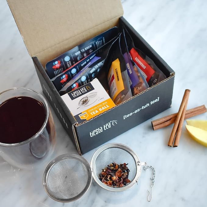 Tiesta Tea - Love & Warmth Loose Leaf Tea Gift Set, Loose Leaf, 6-Flavor Premium Variety Pack with Ball Strainer for Steeping, Brewing, and Enjoying, Valentines Day Assortment to Make Hot or Iced