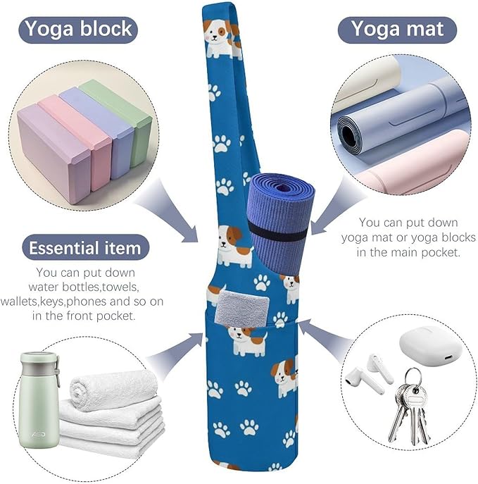 Meaudiwes Large Size Yoga Mat Bag with Long Strap, Yoga Mats Carrier Storage Bag, Exercise Mat Holder Accessories