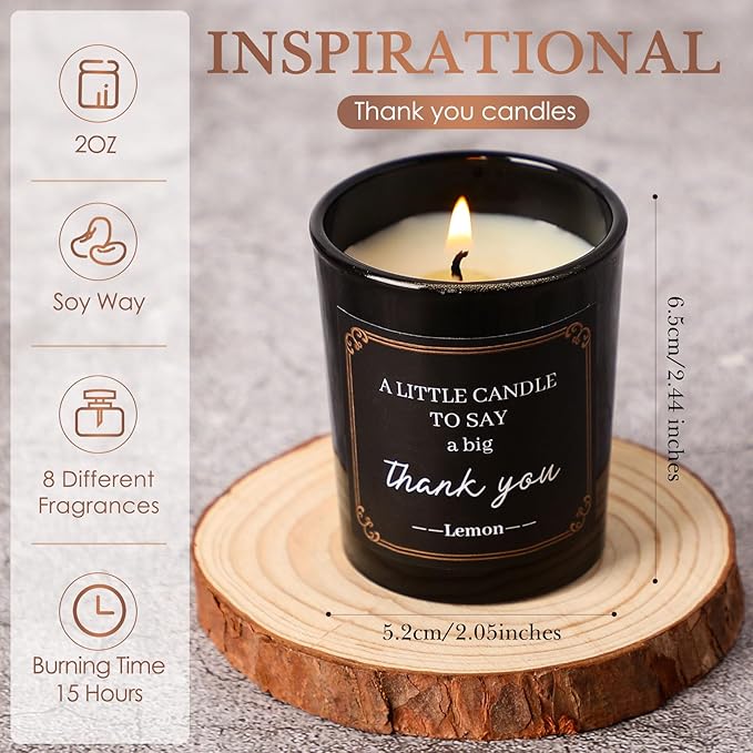 MTLEE 16 Pack Scented Candles Gifts Set Aromatherapy Soy Wax Candles Bulk Scented for Bridesmaid Birthday Valentine Mother's Day Bath Yoga Family Gatherings Festive(Appreciation,Black)