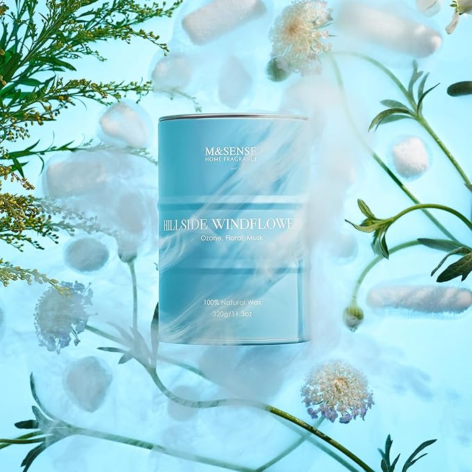 M&SENSE White Flowers Soy Scented Candles, Summer Natural Organic Clean Burning Candles 11.3oz 70 Hours Long Lasting, Floral Relaxing Aromatherapy Candles Gifts