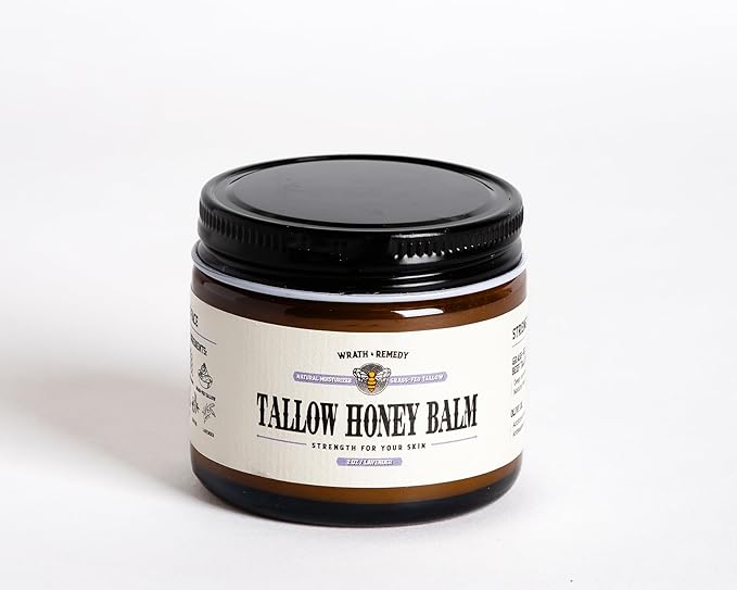 Organic Beef Tallow for Skin - 2OZ (Lavender, Concentrated) — Grass Fed Beef Tallow for face + Body — US-Made Tallow and Honey Balm Moisturizer for Dry & Sensitive Skin, Eczema, Rosacea(No Additives)