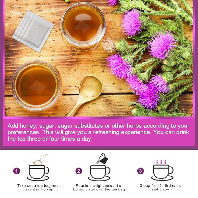Organic Milk Thistle Tea Bags, 40 Teabags, 3g/Bag - Supports Liver Function, Liver Detox and Overall Health, Certified Free