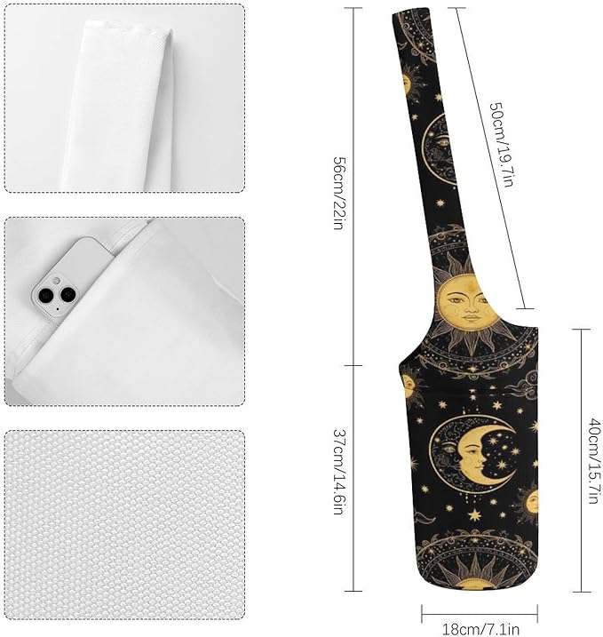 Meaudiwes Large Yoga Mat Bag with Long Strap for Women Yoga Accessories Sports Storage Bags Exercise Mats Tote Sling Carrier Bag