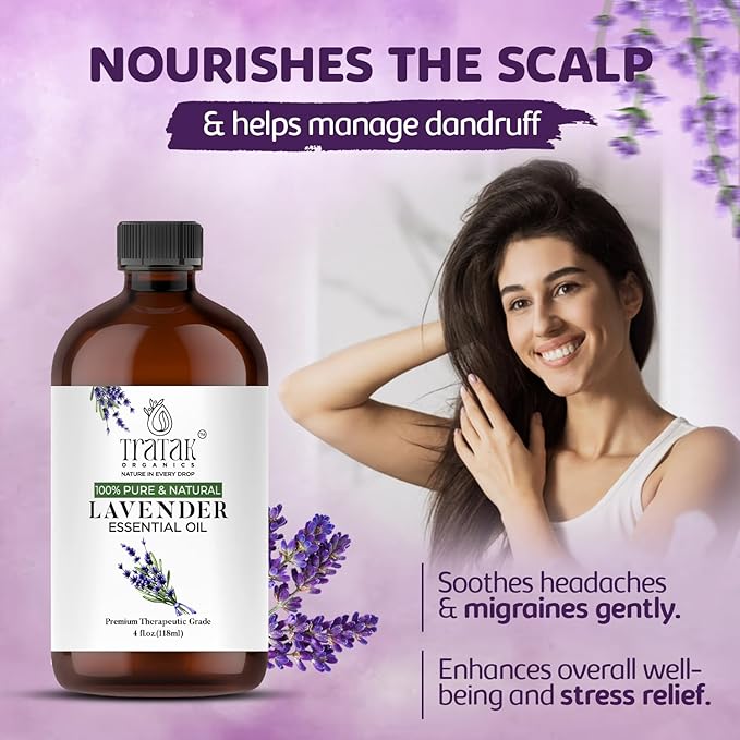 Lavender Essential Oil - Huge 4 Fl Oz - 100% Pure and Natural Lavender Oil - Premium Grade Essential Oils for Diffuser, Aromatherapy, Soap and Candle Making
