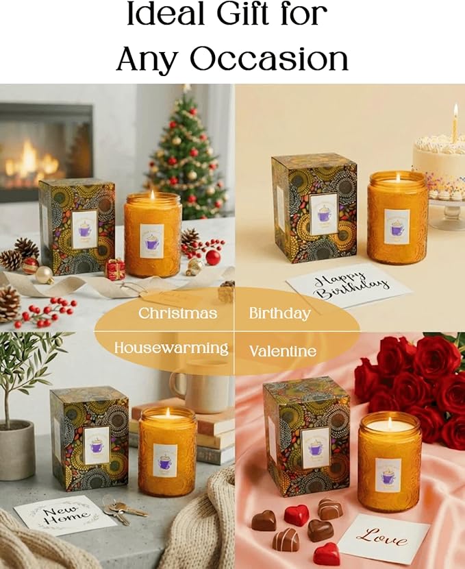Organic Daisy Cedar Scented Candle - Non Toxic Soy Wax, Large, Aromatherapy Stress Relief, Meditation, Luxurt Room Decor, Christmas Holiday Gifts for Women Men, Long Lasting with 70H Burn Time (14oz)
